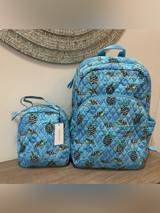 Vera Bradley Quilted Sea Turtle Backpack SET with lunch bag main image 3